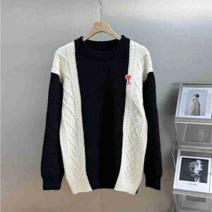 Ami Black and Cream Heart Sweater